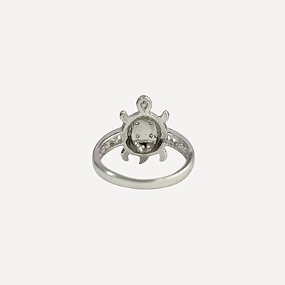 Tortoisie Silver Ring with Swastik  Tortoisie Silver Ring with Swastik